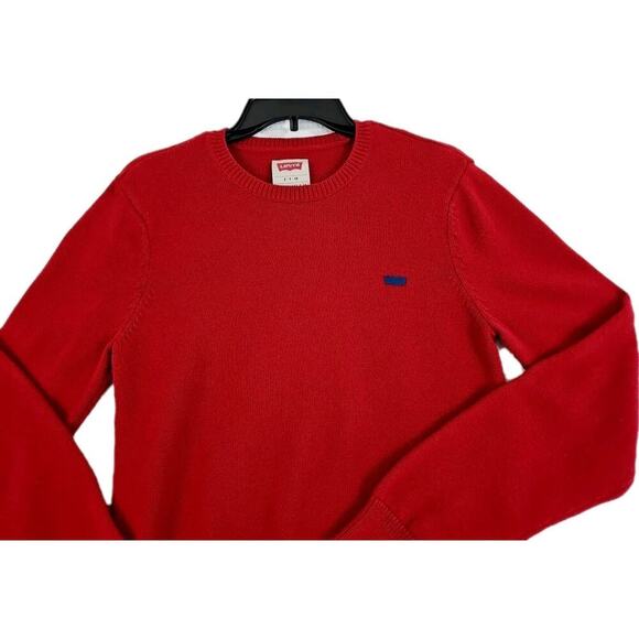 Levi's~Woman Size S Petite~ Red Crew Neck Cotton Blend Sweater Long Sleeve. - Picture 15 of 16